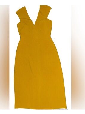 Zara One-Shoulder Mustard Yellow Sheath Dress